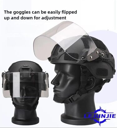 Тактичний шолом LEJUNJIE Mich 2000 Fast з прозорим козироком Riot, захисним щитком для обличчя, розсувними окулярами для страйкболу, пейнтболу, CS, військових ігор на відкритому повітрі BK