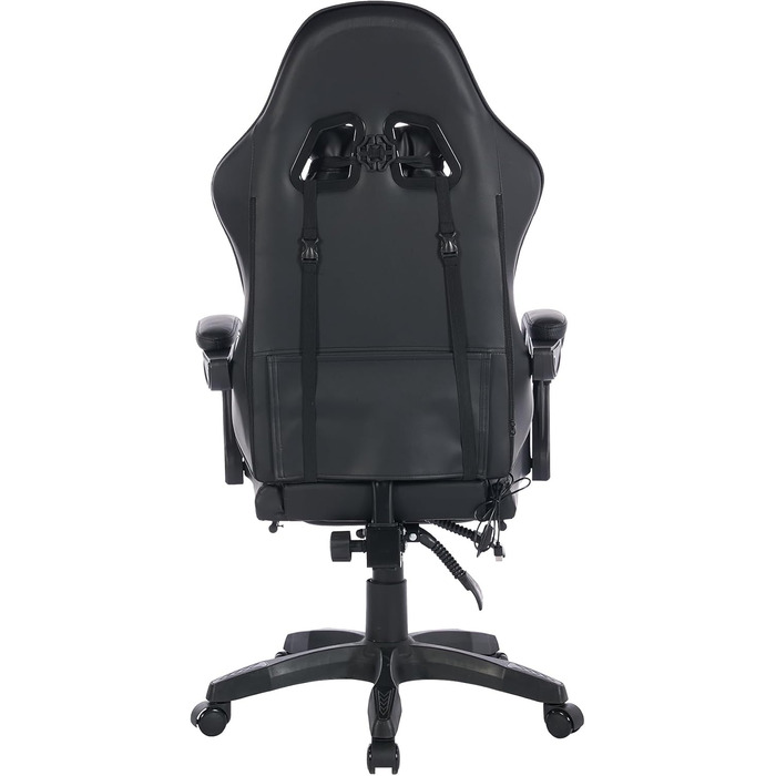 Ергономічне ігрове крісло з поворотом на 360 у гоночному дизайні, шкіряне офісне крісло з високою спинкою, регульованою висотою, з підставкою для ніг, підголівником та поперековою опорою для офісу та ігор (чорне) Чорний