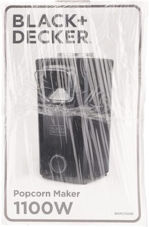 Виробник попкорну Black Decker BXPC1100E 1100 Вт Без олії Компактний Приготування всього за 3 хвилини Багатофункціональні мірні чашки Гаряче повітря Червоний