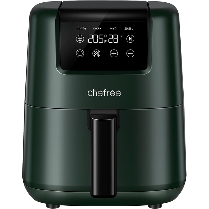 Аерофритюрниця CHEFREE 2 л, міні-мультиварка 4-в-1, енергозберігаюча, компактна, аерофритюрниця маленька без олії, можна мити в посудомийній машині, 900 Вт, чорний, AF300, темно-зелений