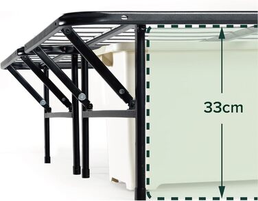 Розкладне ліжко Zinus SmartBase 160 x 190 см Висота 35 см Ідеально підходить як гостьове ліжко з місцем для зберігання речей під ліжком Металеве ліжко Чорне 160 x 190 см Чорний