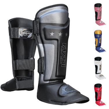 Щитки для гомілок Farabi Sports для дітей, кікбоксингу, ММА, муай-тай захист гомілки для тренувань, спарингу, боксерського спорядження та бойових мистецтв, дитячі, чорні