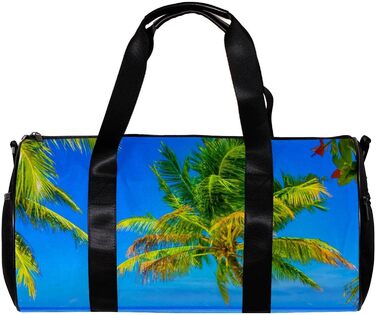 Спортивна сумка, маленька дорожня сумка, сумка для йоги, пляжу, фітнесу на природі, ручна поклажа. Сумка з дизайном Пальма та море.