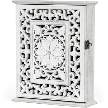 Скринька для ключів Optyuwah дерев'яна скринька для ключів з європейською порожнистою шафою для ключів з 6 гачками для ключів, він