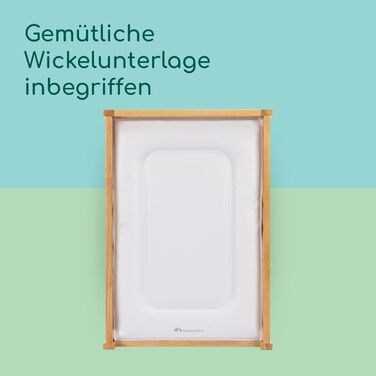 Пеленальний столик для немовлят, 012 місяців (11 кг), включаючи пеленальний килимок, водонепроникний, легко чиститься, перевірено на безпеку, легкий доступ для дитини, відділення для зберігання, легке складання, натуральне дерево