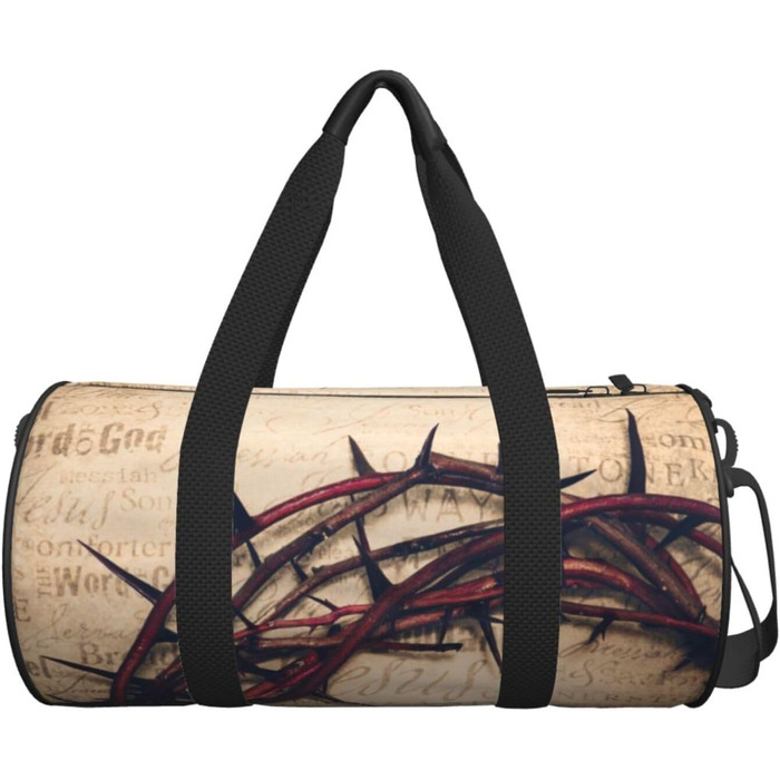 Дорожня сумка зі зміїної шкіри, кругла, великої місткості, легка та міцна, ідеальний подарунок для походів, відпустки, ділових поїздок та іншого, з орнаментом Корона терня, універсальний розмір