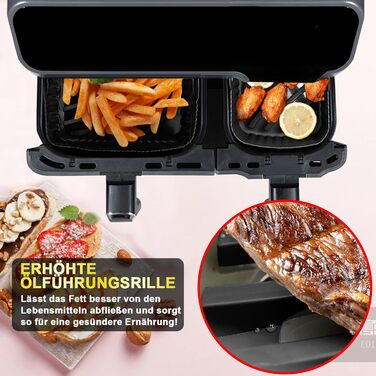 Силіконова форма YINGRACE для подвійної камери аерофритюрниці, для Tefal EY9018 5.2/3.1 л, Cecotec Cecofry DuoSize 9L, Philips Dual NA350/00 9L, багаторазова замість паперу для випічки для аксесуарів для фритюрниці