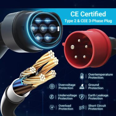 Зарядний пристрій тип 2 11KW домашня зарядна станція wallbox зарядний кабель електромобіль з тримачем кабелю зарядний кабель 3-фаз