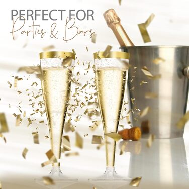 Набір келихів для шампанського LStex 60 шт. пластикові з золотим блиском Набір келихів для вина Підходить для весільних вечірок та