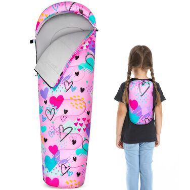 Спальний мішок MHJY для кемпінгу для хлопчиків та дівчаток, дитячий спальний мішок ідеально підходить для використання в приміщенні та на вулиці, кемпінгу, піших прогулянок, походів, 3-сезонний дитячий спальний мішок 178 см для теплої та прохолодної погод
