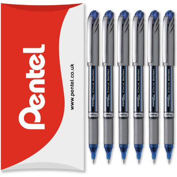 Ручка Pentel Energel BL27 з рідким гелевим чорнилом, металевий наконечник 0,7 мм, в упаковці в подушку, синя, 6 шт.