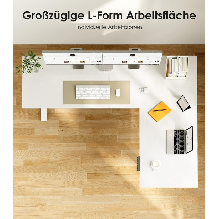 Подібний стіл OffiGo з регульованою висотою, 160 x 120 см, стіл з електричним регулюванням висоти, кутовий стіл, ергономічний стіл для роботи сидячи та стоячи, комп&39ютерний стіл, білий, 160 x 120 см