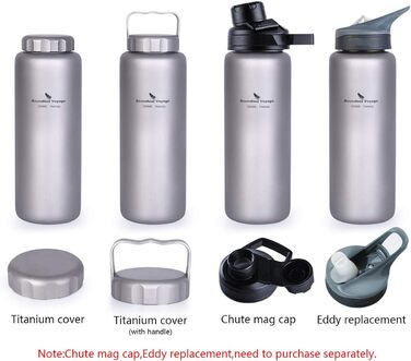 Мл титанова пляшка для кемпінгу, відкритого типу, посуд із широким горлом, легка портативна пляшка для води, велика пішохідна пляшка для пікніка, одношарова питна пляшка з ручкою Ti3006D 1050 мл з ручкою Ti3006d, 1050