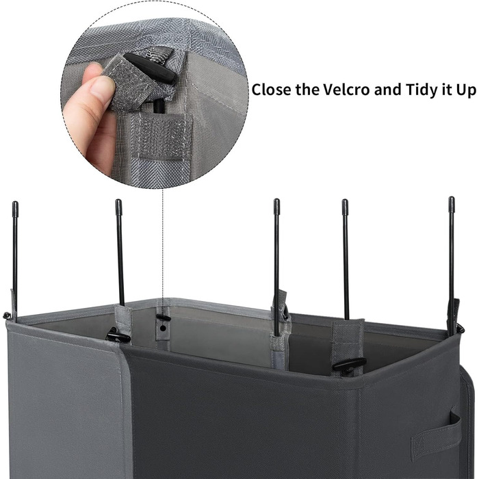 Подвійний кошик для білизни WOWLIVE 154 л з кришкою, великий кошик для прання та знімні мішки для білизни, великий складаний кошик для прання з 2 перегородками та ручками для спальні/шафи для пральні (сірийчорний) 154 л сірийчорний