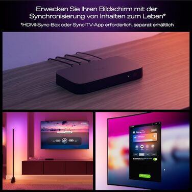 Розумна світлодіодна торшерна лампа Philips Hue Play, RGBWWIC, 122 см, багатоколірні градієнти, підтримка Alexa, Google Home, Apple Home синхронізація з ТВ потребує Hue Bridge та Sync Box (продаються окремо)