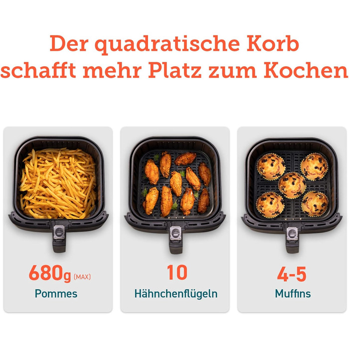 Фритюрниця та мультиварка COSORI 3,5 л, 13 програм, 1500 Вт, фритюрниця XL для 1-3 осіб, буклет з 100 німецькими рецептами, цифров