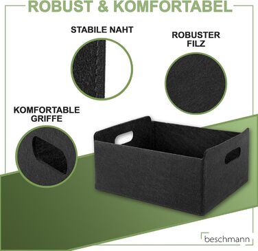 Органайзер для кошика з фетру для зберігання, складна коробка для зберігання, коробка для зберігання з фетру, коробка для зберігання з фетру, кошик для полиці гардеробу, кошик для зберігання з фетру, місце для зберігання в гардеробі (чорний, 3 шт.) 3 шт. 