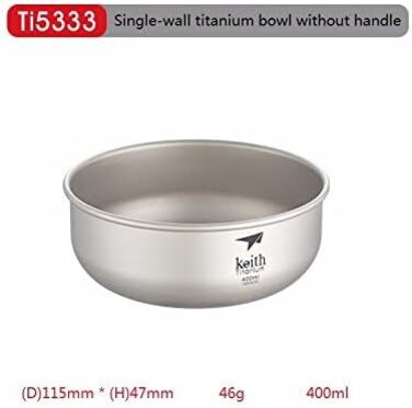 Титанові миски для кемпінгу Keith, 300 мл - 900 мл, для кемпінгу та активного відпочинку, 400 мл
