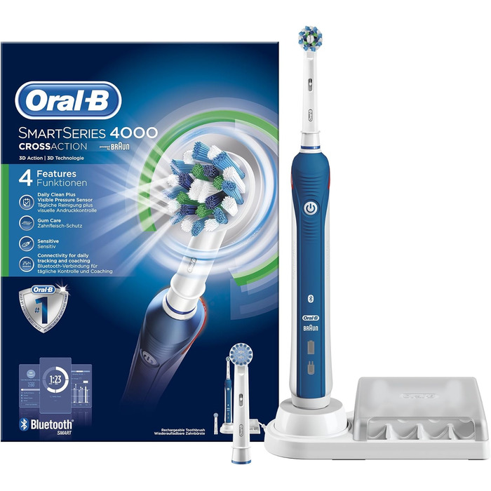 Електрична зубна щітка Oral-B SmartSeries 4000 CrossAction Щоденне чищення/Захист ясен/Чутливий синій