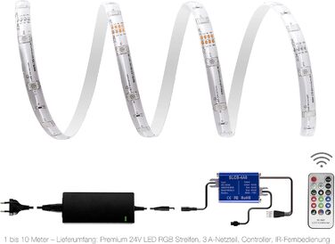 Метрів з 17 кнопками пульт дистанційного керування професійна стрічка зі світлодіодною стрічкою RGB (30 LED/m, IP65, 24V), контролер та блок живлення 3А, 10