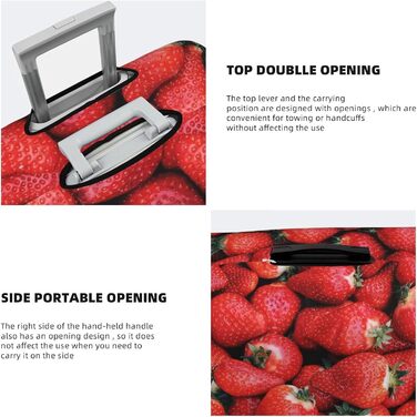 Чохол для валізи Полуничний сад з еластичної тканини, захисний від подряпин та пилу, чорний, розмір 95