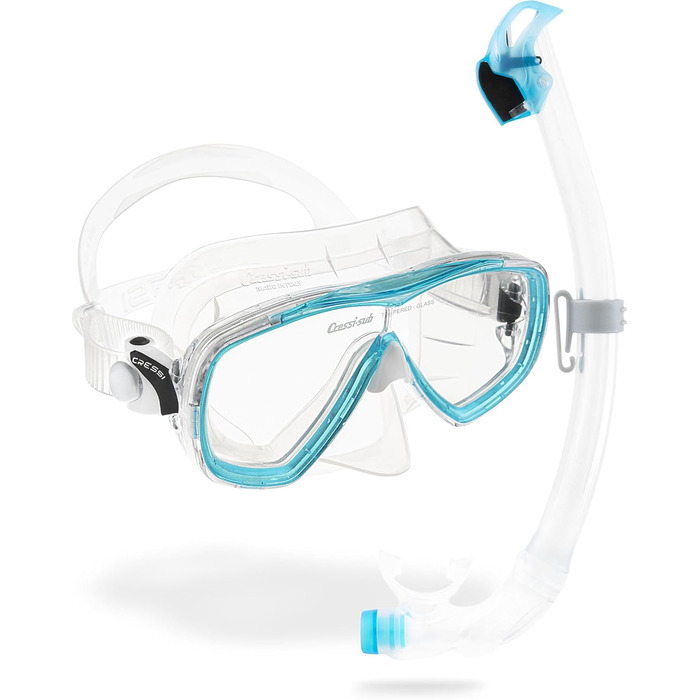 Маска для снорклинга Estrella або комплект для снорклинга Estrella маска трубка Seal Dry, один розмір, комбінований комплект, прозорий/аквамариновий