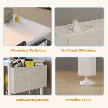 Ігровий стіл 100 x 50 см з перфорованою дошкою, розеткою, невеликим комп&39ютерним столом з двосторонніми полицями та сумкою для зберігання для домашнього офісу, білий 100 x 50 см