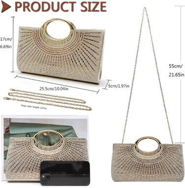 Вечірня сумка Pahajim для жінок, блискуча маленька сумка зі стразами, елегантна сумка-клатч через плече для весілля, вечірки, побачення, золота