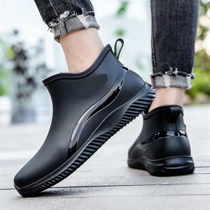 Чоловіче гумове взуття, чоловічі гумові чоботи, короткі гумові чоботи, гумове взуття для активного відпочинку, чорне, розмір 41 EU