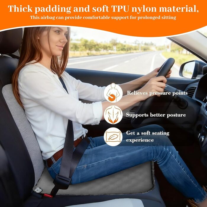 Надувна подушка для сидіння на вулиці, самонадувальна дорожня подушка, надлегка, водонепроникна, складна подушка для сидіння для кемпінгу, каякінгу, офісу, подорожей та автомобіля, 43x33 см