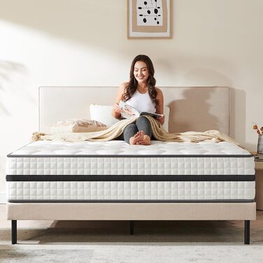 Матрац 140x200 см, пружинний матрац кишенькової форми (висота 20 см), 7-зонний ортопедичний матрац з комфортною піною, м&39яка поверхнева тканина, для дорослих, середньої жорсткості (H3) 20 см 140 x 200 см