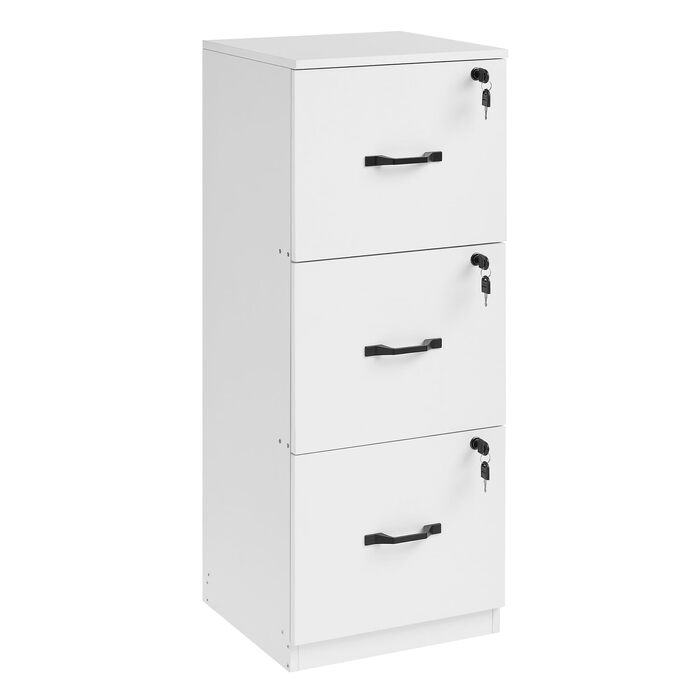 Картотечна шафа VASAGLE, офісна шафа для домашнього офісу, підставка для принтера, з 3 шухлядами, що замикаються, регульовані підвісні рейки, для форматів A4 та Letter, хмарно-білий OFC055W14 хмарно-білий 3 полиці (103 висоти см)