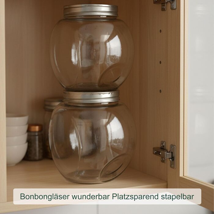 Банка для цукерок Relaxdays, набір з 2 шт. , 2 літри, банки для зберігання солодощів, батончик, кришка з нержавіючої сталі, прозора/срібляста
