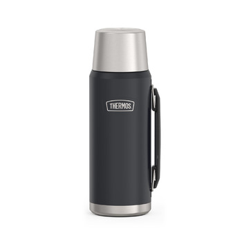 ТЕРМОС ICON ПЛЯШКА ДЛЯ НАПОЇВ 1,20 л, сірий/графітовий матовий, термос 1200 мл, ізольована пляшка з чашкою для пиття, термос з ручкою, зберігає напої гарячими/холодними протягом 24 годин, можна мити в посудомийній машині, герметичний, без BPA, 1200 мл, те