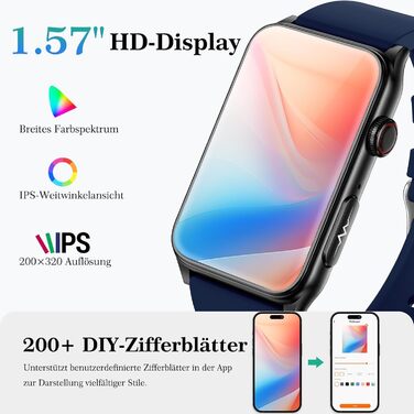 Розумний годинник 2026 для чоловіків та жінок з ЕКГ/годинником на батарейках/ІМТ/ВСР/сечовою кислотою/кров&39яним тиском, 1,57-дюймовий годинник для здоров&39я з функцією телефону, 24-годинний монітор серцевого ритму, SpO2, монітор сну/апное, фітнес-годин