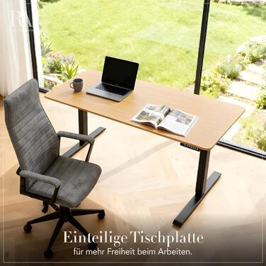 Стіл з регульованою висотою Дубовий стіл - 160 см - Натуральний - Дуб з чорними металевими ніжками Натуральний 160 см