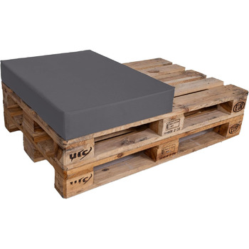 Подушка TexDeko Half Pallet 60x80x12 см Подушка для відпочинку Водовідштовхувальна подушка з піддонів, що миється, виготовлена в ЄС (сіра) Висота оббивки 12 см Сірий