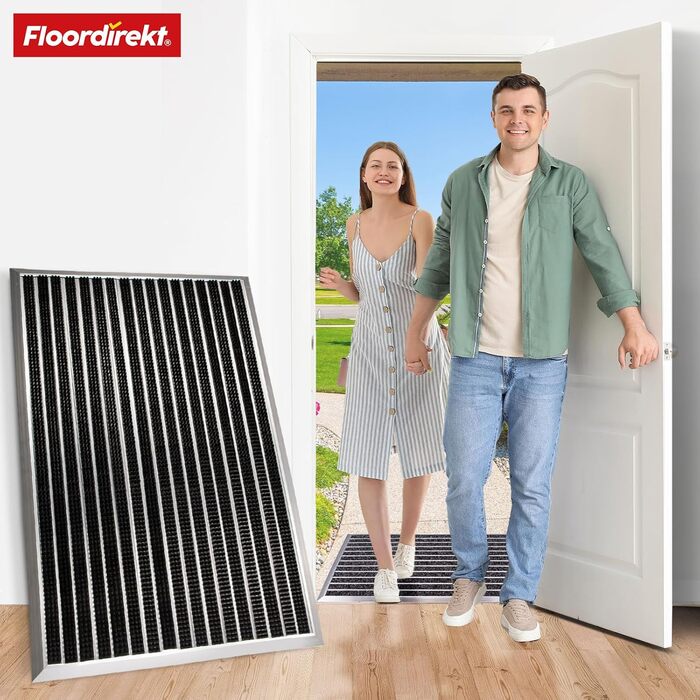 Килимок для вхідних дверей Floordirekt &39Spectral&39 для використання всередині та зовні приміщень - Стійкий до іржі та атмосферних впливів - Килимок для передніх дверей - Килимок для входу (Матований, 68 x 98 см) 68 x 98 см Матований