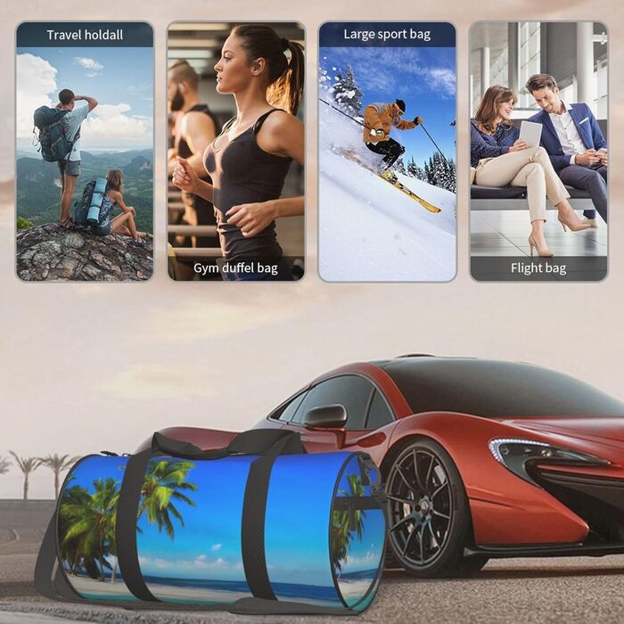 Біла Тигриця Містка дорожня сумка для подорожей, легка та довговічна, ідеальний подарунок для походів, відпустки, ділових поїздок та іншого. Дизайн пальми та чисте море, універсальний розмір.