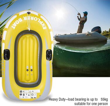 Надувний каяк, ПВХ 1-місний весловий каное на повітряній основі, для риболовлі, дайвінгу, дрейфу, надувний рибальський човен, для легкого веслування, з подвійним клапаном