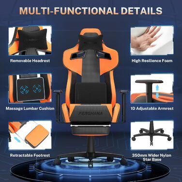 Ігрове крісло Huracan з масажем, дихаюче та ергономічне ігрове крісло з оксамитової тканини, ігрове крісло