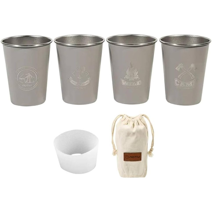 Набір барвистого посуду для кемпінгу, аксесуари для пікніка, кухлі для пригод, харчова нержавіюча сталь 304, полотно, сумка для перенесення в комплекті, сірий