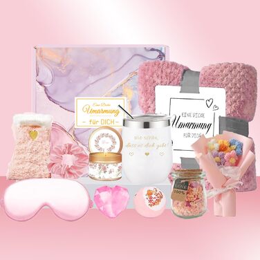 Подарунки для подруг, подарунки на день народження для найкращих подруг, подарунковий набір м&39яких пледів на день народження, День матері, Різдво, для подруг, мам, колег, релаксація, подарунковий кошик, рожевий