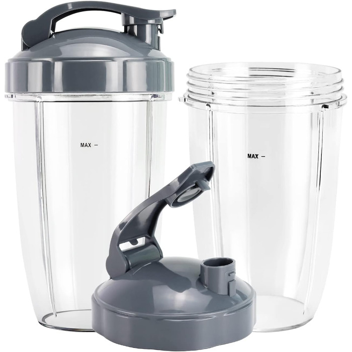 Упаковки 24 унції змінних чашок блендера для оригінальної соковижималки NutriBullet Pro 900 Вт 600 Вт Запчастини для соковижималки Чашки для смузі з 2 насадками блендера з двосторонньою верхньою кришкою Глечик без бісфенолу А, 2