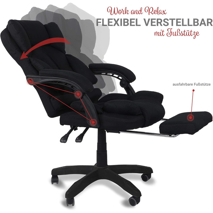 Офісне крісло, ергономічне стільце для столу, крісло керівника з тканини з м&39якими підлокітниками та підголівником, регульоване по висоті крісло, що обертається на 360, крісло, що обертається з тканини, колір чорний