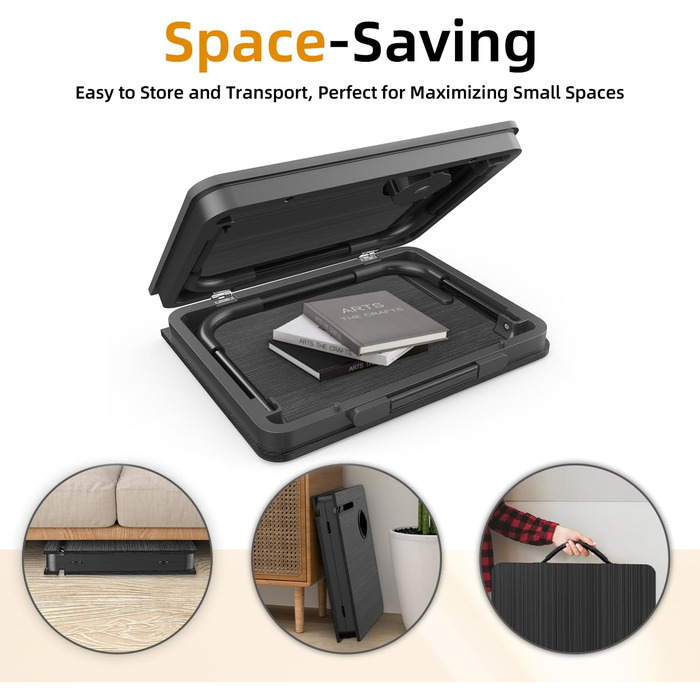 Складаний ноутбук-стіл BUYIFY, портативний стіл для ноутбука на коліна, приліжкова поличка, піднос з підставкою для чашки, чорний