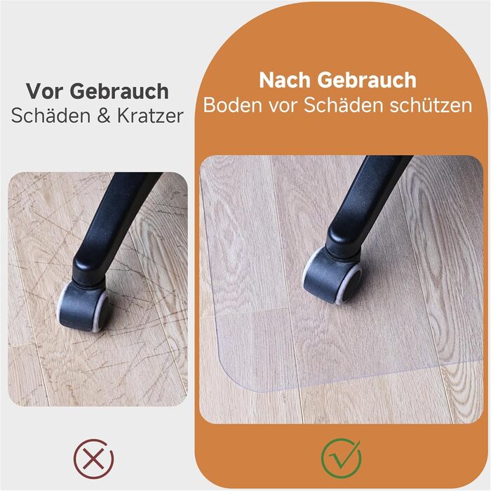 Захисний килимок для підлоги, прозорий килимок для офісних стільців для твердих підлог, різні розміри, нековзний килимок для стільців - 90x120 см Прозорий 90120 см