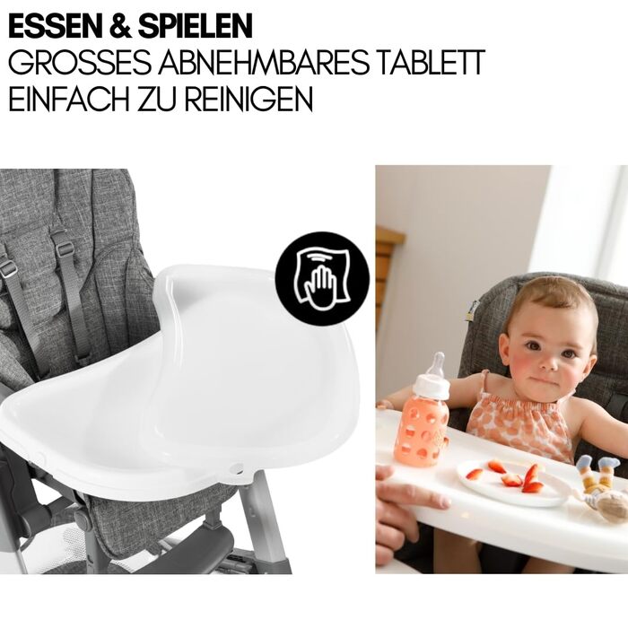 Дитячий стільчик для годування hauck Grow Up з функцією нахилу від народження - Дитячий стільчик зі столиком, на коліщатках, склад