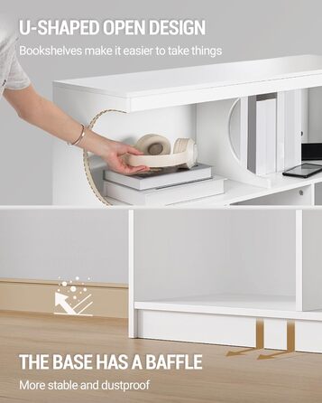 Книжкова полиця Hzuaneri, 8-полицьова книжкова шафа, полиця для зберігання, офісна полиця, окремостояча полиця для спальні, вітальні, кабінету та офісу 30 x 100 x 100 см, біла BC33203X