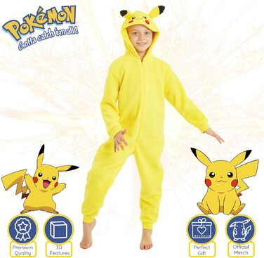 Дитячий флісовий комбінезон з покемонами та Пікачу, жовтий, для хлопчиків 11-12 років